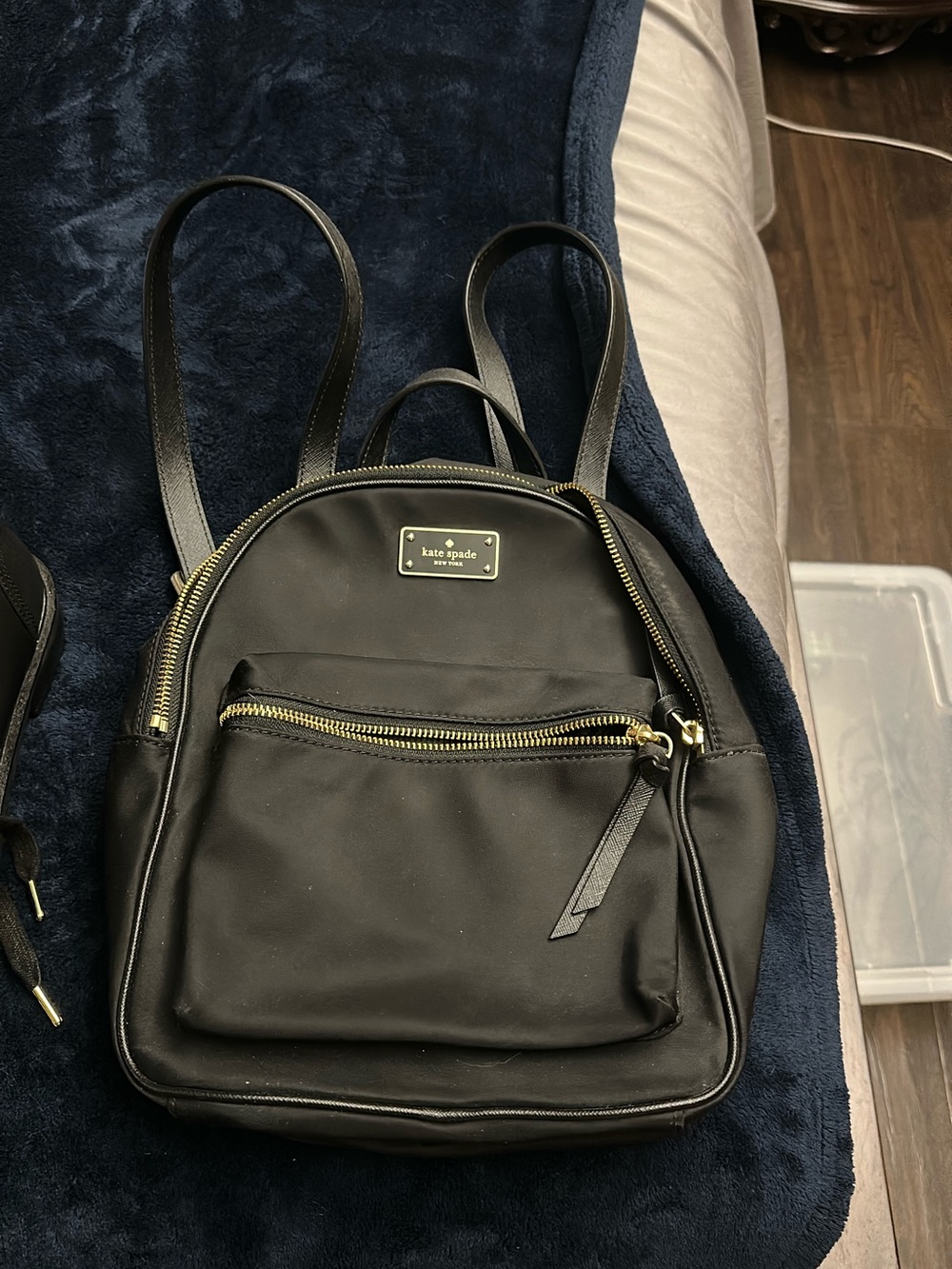 kate spade Black Nylon Small Backpack with Gold Hardware